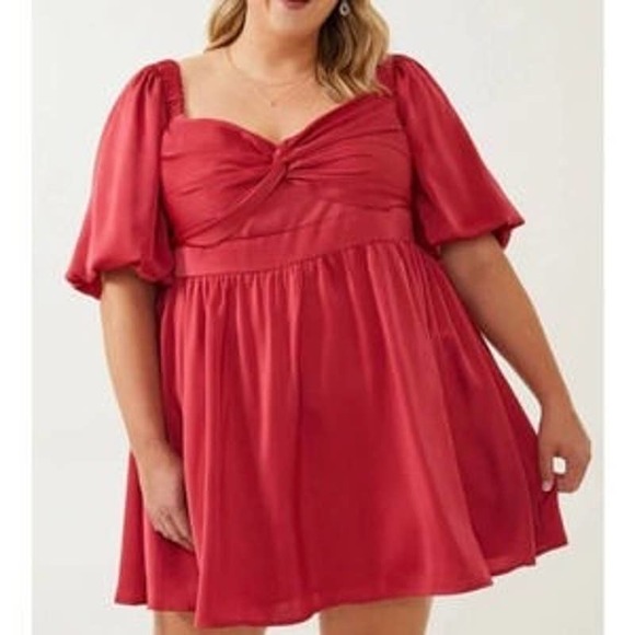Altar'd State Dresses & Skirts - Arula Arula Ayla Sweetheart Babydoll Mini Dress Raspberry Red NEW WITH TAGS